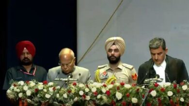 Punjab Governor Mr. Banwarilal Purohit administering the oath to P&HHC Chief Justice Mr. Sheel Nagu.