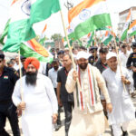 Haryana Chief Minister  Nayab Singh Saini leading the Tiranga Yatra in Buhawi village of Ladwa constituency on May 17,2025.